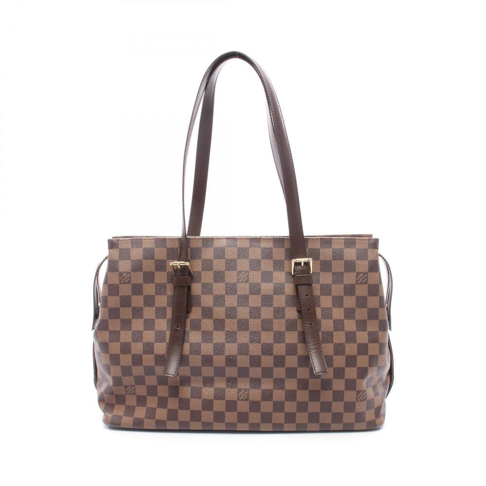 Louis Vuitton Chelsea Damier Ebene Brown Tote Bag Canvas Leather Brown